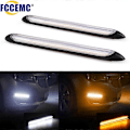 Pikkukuva 1 / 5: 2 kpl LED-auton päiväajovalot Vedenpitävät Universaalit DC 12V Auton Etuvalot Sekventiaalinen Vilkku Keltainen Virtaus Päivävalo colorful and yellow 27.5cm