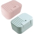 Miniatyrbilde 1 av 5: Såpekopp med lokk, 2 stk såpekopper, såpedispenser for reise, bærbar dusjsåpedispenser Perfekt for bad, reiser, camping (rosa, blå)