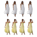 Pikkukuva 4 / 5: Naisten Y2k Bodycon Pitkä Mekko Spagettiolkaimilla Matala Leikkaus Seksikäs Avoselkäinen Korkea Halkio Maxi Mekko Clubwear White S