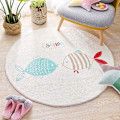 Miniatyrbilde 1 av 3: Runde tepper til stue, tykkere lammeull gulvmatte, myk og fluffy tepper for barnerom, dekorasjon, moderne matte Double Fish 80cm Diameter