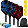 Miniatyrbild 1 av 5: Racket set med 4 premium träracketar, 4 bollar, 4 kylhanddukar och bärväska, racket med ergonomiskt dämpat grepp, present till män och kvinnor