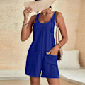 Miniatyrbilde 1 av 4: Solid Sele Løse Shorts Jumpsuit Personlig Kul Stil Hudvennlige Shorts For Daglig Bruk Ferie Shopping Ferie Royal Blue L