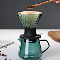 Miniatyrbillede 1 af 5: 600ML Dripper Switch Glas V60 Hæld over Kaffemaskine V Form Dryp Kaffedrypper og Grøn