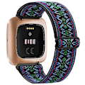 Miniatyrbild 1 av 5: Elastiskt vävt loopband för Fitbit Versa 3 2 Versa Lite Band Justerbart Nylon Sportarmband för Fitbit Sense Band Bohemian Green For Fitbit Versa 3