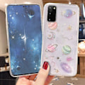 Miniatyrbild 3 av 4: Flicka Case för Samsung Galaxy S21 5g Glitter Case Söt & Snygg Klar Glittrande Bling Case för Tjejer Kvinnor Planet Stjärnor Design Mjuk TPU Stötsäker C