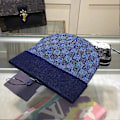 Miniatyrbilde 1 av 5: Ny ankomst Designer Letter Trykt Sjakkbrett Vinterlue Myk Varmt Strikket Beanie Hater Blue