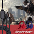 Miniatyrbilde 3 av 4: Erstatningskabel for GPRO X G233 G433 Hodetelefon Flettet Lydkabelledning Red