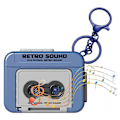 Miniatyrbillede 1 af 5: Mini Retro Kassettebåndoptager Klassisk Sjov Rød og Blå Par Gave Nøglering Vedhæng blue