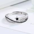 Pikkukuva 4 / 4: Damen 925 Sterling Silber Öffnerring Sterne Unendlichkeitsymbol Verstellbarer Ring mit Zirkonia, Silber
