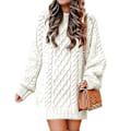 Miniatyrbillede 1 af 3: Dame Langærmet Strikket Sweater Kjole white S