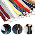 Miniatyrbilde 2 av 5: 5# 70/90cm Metallglidelås Dobbel Slider Rund Ring Glidelås For DIY Søm Bekledning black 90cm