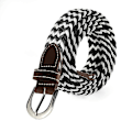 Miniatyrbillede 1 af 4: Elastisk stof flettet bælte, slidstærkt strækvævet bælte til unisex mænd/kvinder/unge black white pinch tail