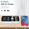 Miniatyrbillede 2 af 5: A9s Hurtig Biloplader 8 Ports Multi Usb Lcd Display Telefonoplader 12v Batterioplader Usb Hub Til Pho