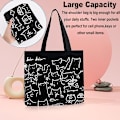 Miniatyrbillede 5 af 5: Kat Tote Bag, Genanvendelig Indkøbspose, Bærbar Stor Kapacitet Vaskbar Foldbar Katteprint Tote Bag Som Gave Til Kvinder