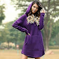 Miniatyrbillede 1 af 4: Lang hættetrøje kjole til kvinder Plus Size Langærmet Hættetrøje Sweatshirt Dame Casual Pullover purple S
