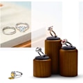 Miniatyrbilde 6 av 6: Pakke med 3 solide tre ringer display stativ elegant ring oppbevaring display holder for soverom, butikker og smykker utstillingsvindu