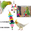 Miniatyrbillede 5 af 5: 7 stk. Undulatlegetøj til fugle, hængende klokke kæledyrsfuglebur hængekøje gynge stige legetøj træpind spejl tyggelegetøj til Conure papegøjer