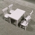 Miniatyrbild 1 av 5: 5 st/set 1:12 Mini Dockhusmöbler Trämatbord Stolsset Fickleksak White