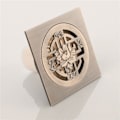 Miniatyrbilde 5 av 5: Bronse gulvrist for bad - Unik og antik firkantet dusjgulvrist med graverte blomster - Hagegulvrist 100×100mm