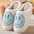 Miniatyrbillede 1 af 3: Sutsko Smiley Face Sutsko Kvinder Smile Sutsko Happy Face Sutsko Retro Smiley Face Blød Plys Behagelig Varme Slip-on Sutsko Green 38-39