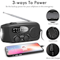 Miniatyrbillede 3 af 5: Svingradio med solceller, lommelygte og 1200mAh Powerbank SOS-WELLNGS sort