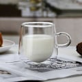 Pikkukuva 4 / 5: 50ml/150ml/280ml Kaksiseinäiset lasiset kahvikupit kahvalla, 2 kappaleen setti 150ml