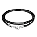 Miniatyrbild 1 av 5: 2mm Svart Läder Snöre Med Hummerlås För Halsband Hänge Armband Sträng 55cm