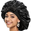 Pikkukuva 1 / 4: Silkki Bonnet luonnonkiharat hiukset Sleep Satin Bonnet musta black