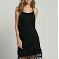 Pikkukuva 4 / 5: Naisten mekko 1920-luvun hapsumekko pidikkeellä Great Gatsby cocktail -juhliin Charleston-mekot hieno mekko hapsu naisten asu mekko Black M