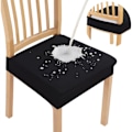 Miniatyrbild 1 av 4: Vattentäta Matstolsöverdrag Set om 4 Stretch Jacquard Avtagbara Tvättade Stolsöverdrag Utan Ryggöverdrag Svart