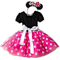 Miniatyrbillede 1 af 5: Piger Børn Minnie Mouse Polka Dot Fødselsdagsfest Sløjfe Tutu Tyl Kjole Stcyv Rose Red 12-18 Months