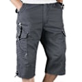Miniatyrbillede 2 af 3: Herre 3/4 Lange Elastiske Shorts Talje Cargo Combat Trekvart Bukser Dark Grey XL