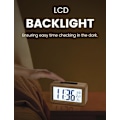 Miniatyrbild 5 av 5: Träväckarklocka med stor LCD-skärm, temperatur, snooze-funktion, ljussensor, 3 AAA-batteridriven [batteri ingår ej]