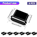 Miniatyrbild 3 av 5: Typ C Dammskyddssats 6 st Aluminiumlegering Usb C Dammskyddskåpor Laddningsportsskydd fi Black