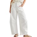 Miniatyrbillede 1 af 4: Wide Leg Denim Bukser Komfortable Åndbare Bukser til Dates og Transport White L