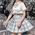 Miniatyrbild 1 av 3: Jk Uniform Komplett Set Broderad Skjorta Plisserad Kjol X White Underworld