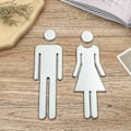 Miniatyrbild 10 av 11: Toalett WC-skylt i 3D för damer och herrar, badrumstoalett, dörrdekal, guld, one size
