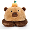 Miniatyrbild 1 av 4: Capybara U-formad Resepillow med Huva, Nacke Stöd Plush Pillow, Huvad Sovtillbehör Nacke Hakstöd Fylld Djur Kudde för Flygplan