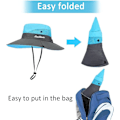 Miniatyrbillede 4 af 5: Dame Solhatte Bred Skygge UV Beskyttelse Mesh Foldbar Hestehale Spand Fiskeri Hat Strand Cap til Fiskeri Vandring Havearbejde Udendørs