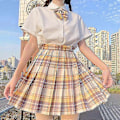 Miniatyrbild 1 av 3: Jk Uniform Komplett Set Broderad Skjorta Plisserad Kjol L Mountain Blow