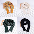 Miniatyrbilde 5 av 5: Vinterstrikket pledd med lange ermer for kvinner - Sjalwrap med ermer - Ensfarget heklet genser skjerf - Multifunksjonell poncho kappe halsvarmer Black