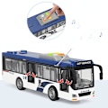 Miniatyrbillede 1 af 5: Legetøjsbilmodel Gave Til Børn Cool Stilfuld Lys Musik Inerti Bus Bus Simulation White public security bus (910c)