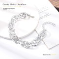 Miniatyrbilde 2 av 5: Kraftig choker-kjede i kubansk lenkekjede - tykt kjede - punk-smykke - justerbart for kvinner og jenter Silver