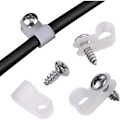 Miniatyrbilde 1 av 5: 100 stk Hvite Nylon R-klips 1/4\" Gjenbrukbare Holdere for Wire M