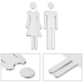 Miniatyrbild 6 av 11: Toalett WC-skylt i 3D för damer och herrar, badrumstoalett, dörrdekal, guld, one size