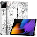 Pikkukuva 1 / 4: Xiaomi Pad 7 Pro/Pad 7 -kotelo, kuvioitu nahkainen jalustallinen tablettikotelo - Vintage Tower Multicolor Vintage Tower