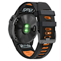 Miniatyrbillede 1 af 4: 26mm Urrem til Garmin Tactix 7 Pro / Fenix 7x / 6x Pro / 5x Plus, Glat Silikon Dobbelt-farvet Håndledsrem Black Orange