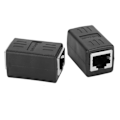 Miniatyrbild 3 av 8: 2 st RJ45 LAN-kontaktkoppling, inbyggd typ hon till hon-adapter för Cat7 / Cat6 / Cat5e