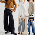 Miniatyrbillede 3 af 5: Wide Leg Denim Bukser Komfortable Åndbare Bukser til Dates og Transport White M