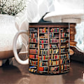 Miniatyrbild 2 av 5: Böcker Kaffe Koppar, 3d Bokhylla Mugg, 3d Effekt Böcker Muggar, Kreativ Utrymme Design Multi-purpose Muggar, Bokälskare Kaffe Mugg, 11oz Bibliotek Bokhylla Ce
